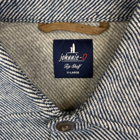 Johnnie-O Mens Carl Stretch Knit Flannel Lodge Shirt XL Twilight Blue Striped - Picture 3 of 9